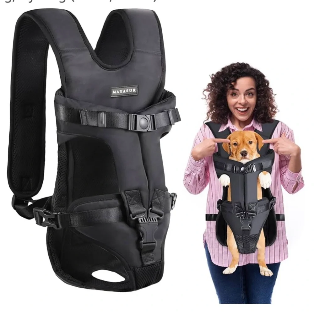 Maya Black Dog Carrier with Padded Straps and Ventilation brand new